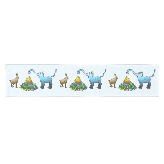 Easter Elephants Egg Hunt Short Table Runner (Horizontal)