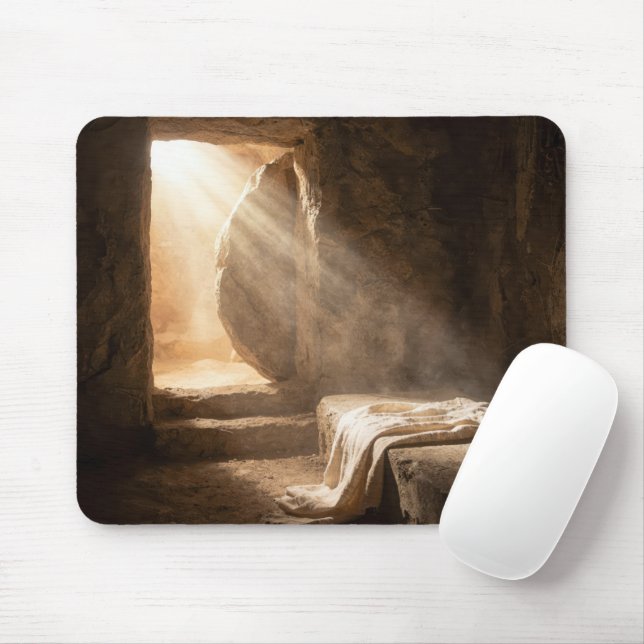 Easter Empty Tomb with Shroud Mouse Mat (With Mouse)