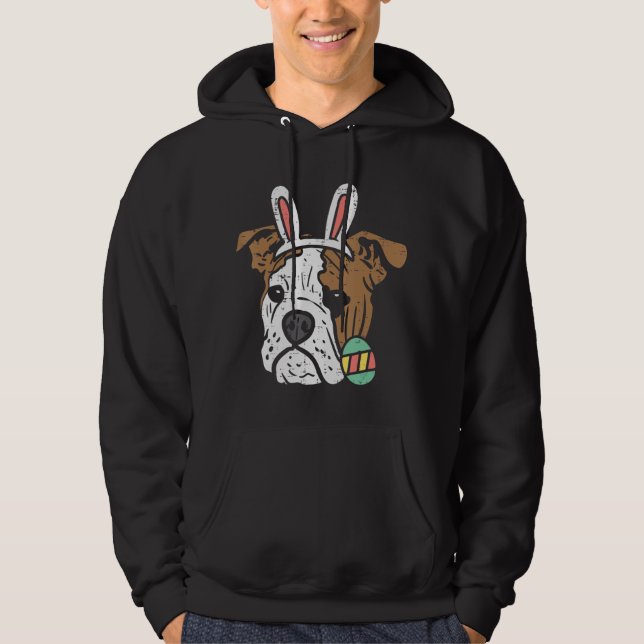 Easter English Bulldog Bunny Dog Lover Owner Men W Hoodie (Front)