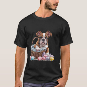 Easter English Bulldog Puppy Easter Basket Colorfu T-Shirt