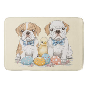 Easter English Bulldogs Bath Mat