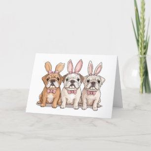 Easter English Bulldogs Holiday Card