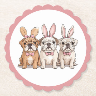 Easter English Bulldogs Paper Coaster