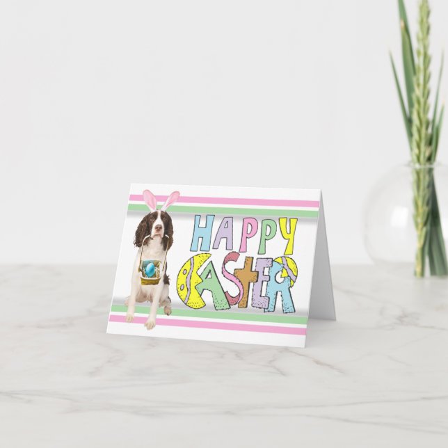 Easter English Springer Spaniel Holiday Card (Front)
