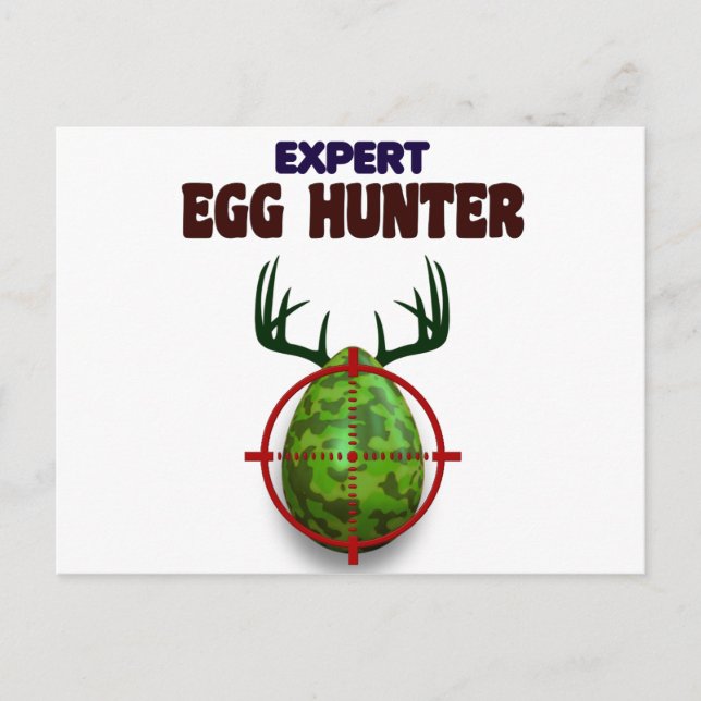 Easter expert Hunter, egg deer target shooter, fun Holiday Postcard (Front)