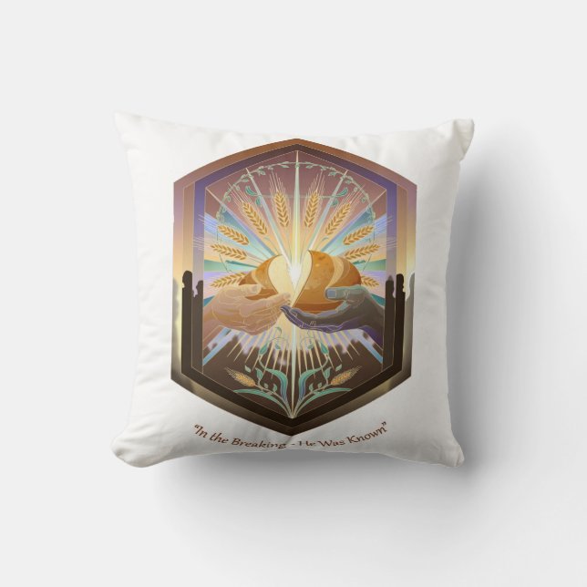 Easter Eyes Breaking Bread, Believer's Joy Gift Cushion (Front)