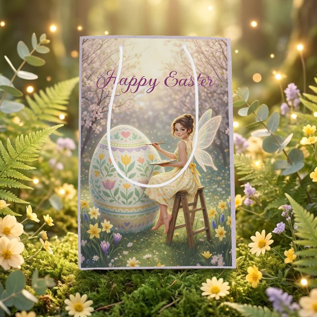Easter Fairy Painting Egg Spring Medium Gift Bag (Creator Uploaded)