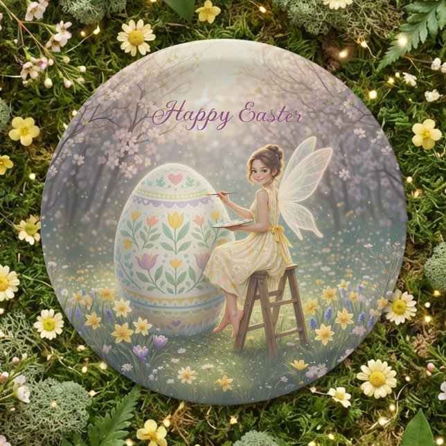 Easter Fairy Painting Egg Spring Paper Plate (Creator Uploaded)