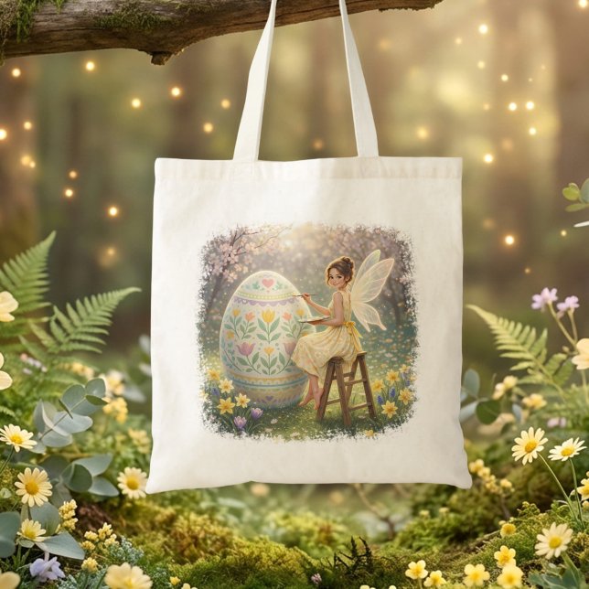 Easter Fairy Painting Egg Spring Tote Bag (Creator Uploaded)