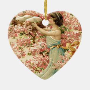 easter faith flowers pink Cherry Blossom Nest cute Ceramic Tree Decoration
