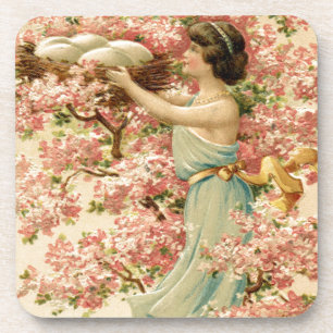 easter faith flowers pink Cherry Blossom Nest cute Coaster