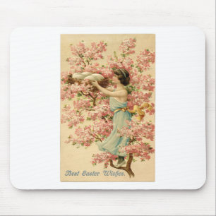 easter faith flowers pink Cherry Blossom Nest cute Mouse Mat