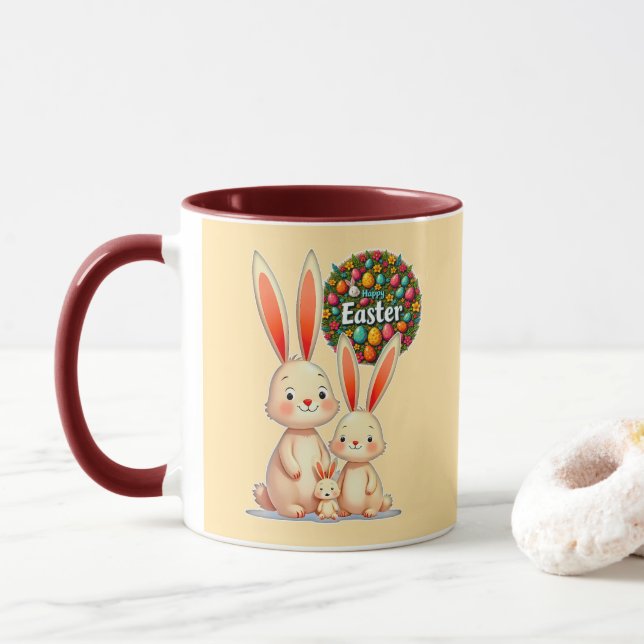 Easter Family – Cute Bunny Celebration - caneca Mug (With Donut)
