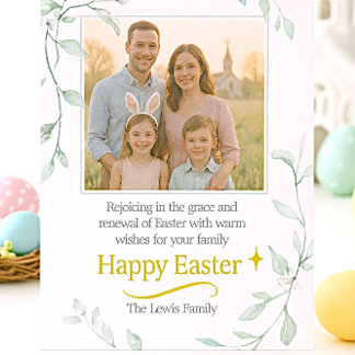Easter Family Photo with Greenery  Card