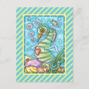 EASTER FANTASY, SPRING SEAHORSE HOLIDAY POSTCARD