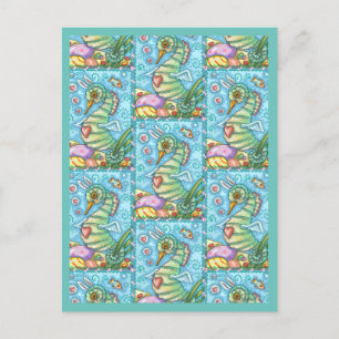 EASTER FANTASY, SPRING SEAHORSE HOLIDAY POSTCARD