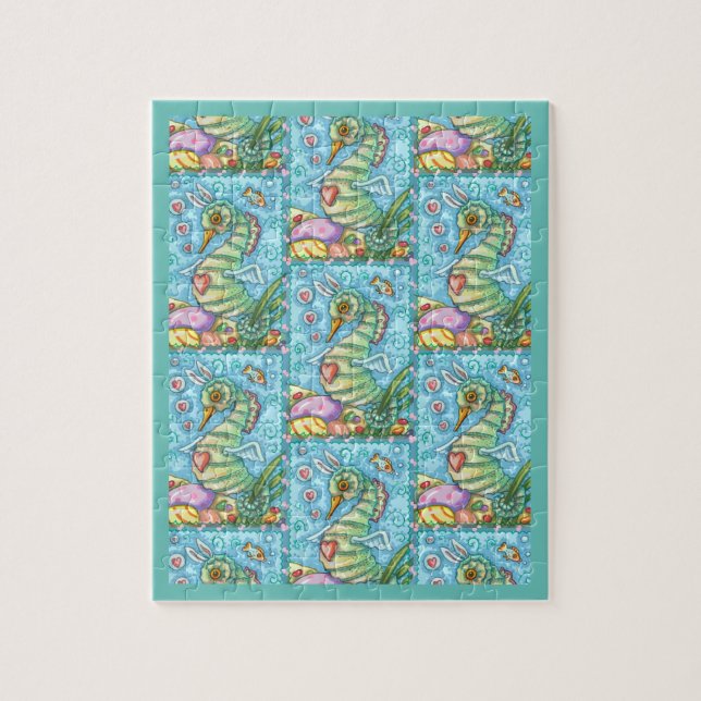 EASTER FANTASY, SPRING SEAHORSE HOLIDAY PUZZLE (Vertical)
