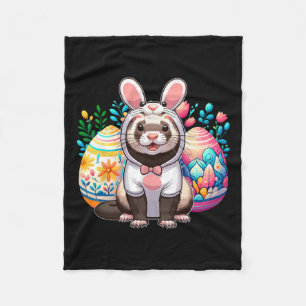 Easter Ferret Cosplay Bunny Hunting Colourful Eggs Fleece Blanket