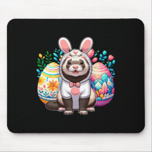 Easter Ferret Cosplay Bunny Hunting Colourful Eggs Mouse Mat