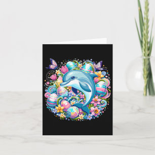 Easter Festive Illustration With Charming Dolphin Card