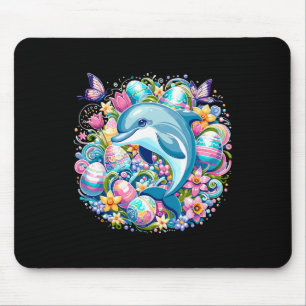 Easter Festive Illustration With Charming Dolphin Mouse Mat