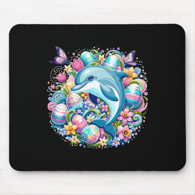 Easter Festive Illustration With Charming Dolphin  Mouse Mat (Front)