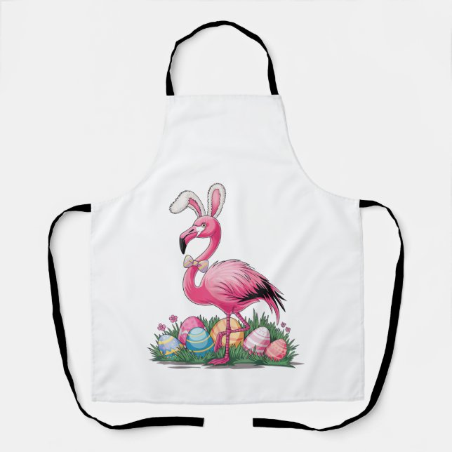 Easter Flamingo T-Shirt Apron (Front)