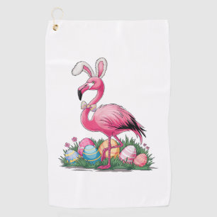 Easter Flamingo T-Shirt Golf Towel