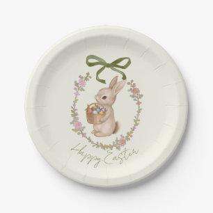 Easter Floral Bunny Egg Hunt Paper Plate