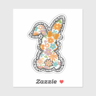 Easter Floral Bunny Leopard Border Happy Easter