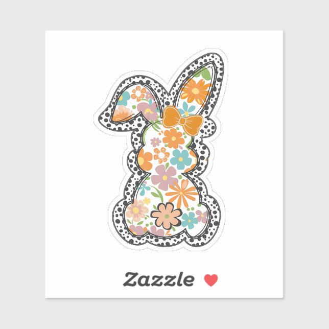 Easter Floral Bunny Leopard Border Happy Easter (Sheet)