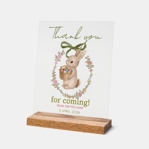 Easter Floral Bunny Welcome Acrylic Sign