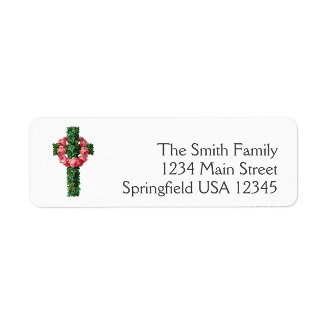 Easter Floral Cross Religious return address Label (Front)