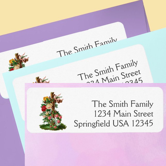 Easter Floral Cross Religious return address Label (Creator Uploaded)