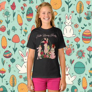 Easter Floral Crown Bunny Family Watercolor Roses T-Shirt