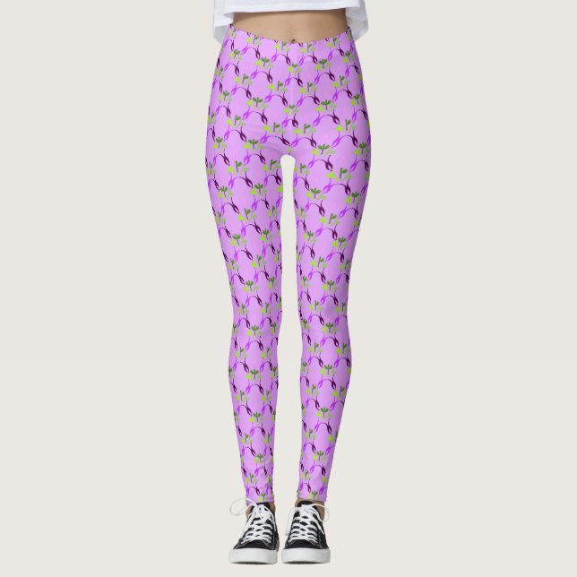 Easter Floral Design on Lilac Yoga Pants (Front)