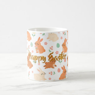 Easter floral egg bunny pattern coffee mug