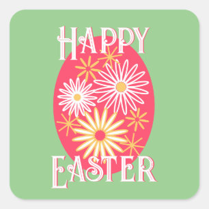 Easter Floral Modern Happy Easter Square Sticker