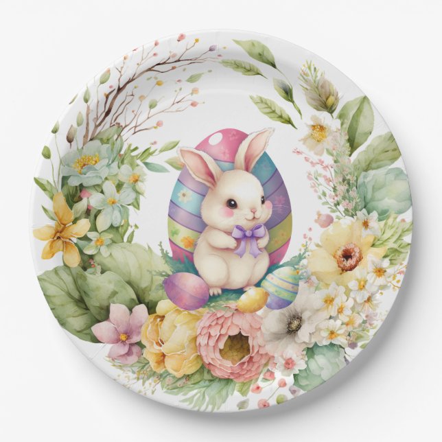 Easter Floral  Paper Plate (Front)