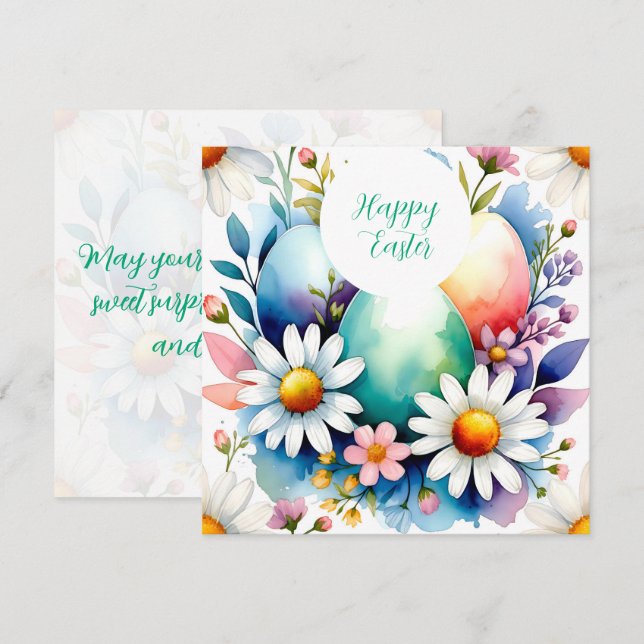 Easter floral pattern holiday card (Front/Back)
