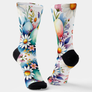 Easter floral pattern socks