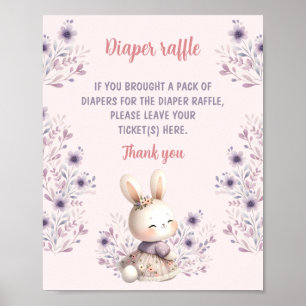 Easter Floral Pink Baby Shower Diaper Raffle Sign
