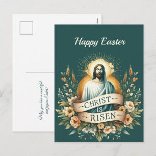 Easter Floral Resurrection Christian Illustration Holiday Postcard