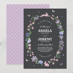 Easter Floral Wreath Wedding Invitation