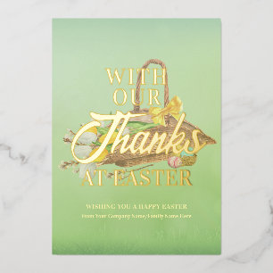 Easter Flower Basket Green Thanks Easter Business Foil Holiday Card
