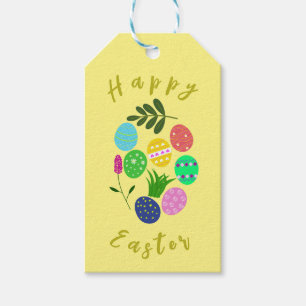 Easter Flower Plants Decorative Eggs Hunt Gift Tags