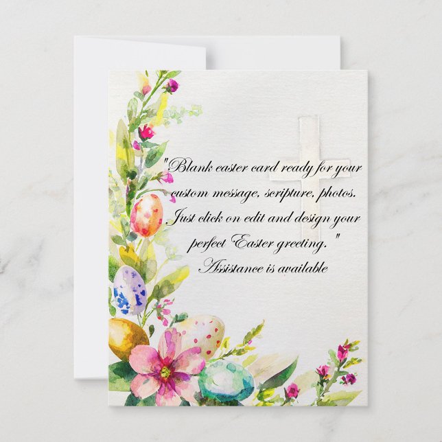 Easter flowers and eggs with Cross blank Holiday Card (Creator Uploaded)