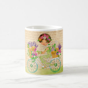 Easter Flowers Bicycle with Lab Puppies Coffee Mug