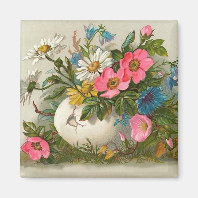 Easter Flowers Fine Vintage Floral Art Magnet (Front)