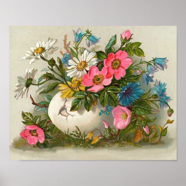 Easter Flowers Vintage Floral Art Poster (Front)